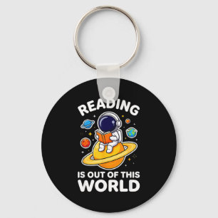 Reading is out of this world space astronaut book key ring