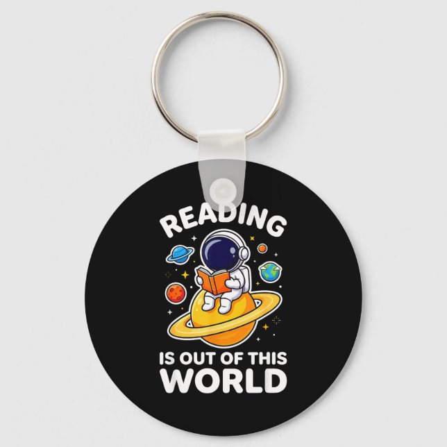 Reading is out of this world space astronaut book key ring (Front)