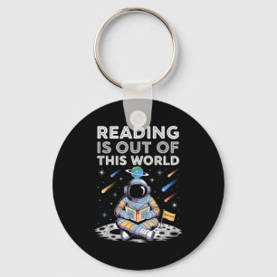 Reading is out of this world space astronaut books key ring