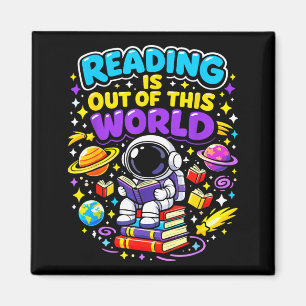 Reading is out of this world space astronaut books magnet