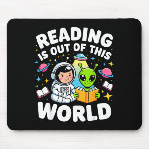 Reading is out of this world space astronaut books mouse mat
