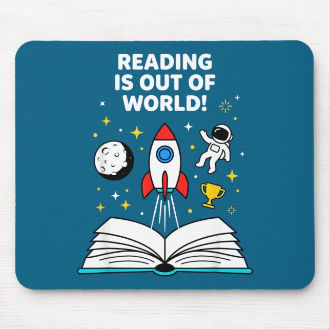 Reading is out of this world space astronaut  mouse mat (Front)