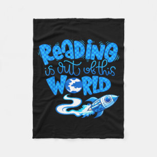 Reading is out of this world space books lover fleece blanket