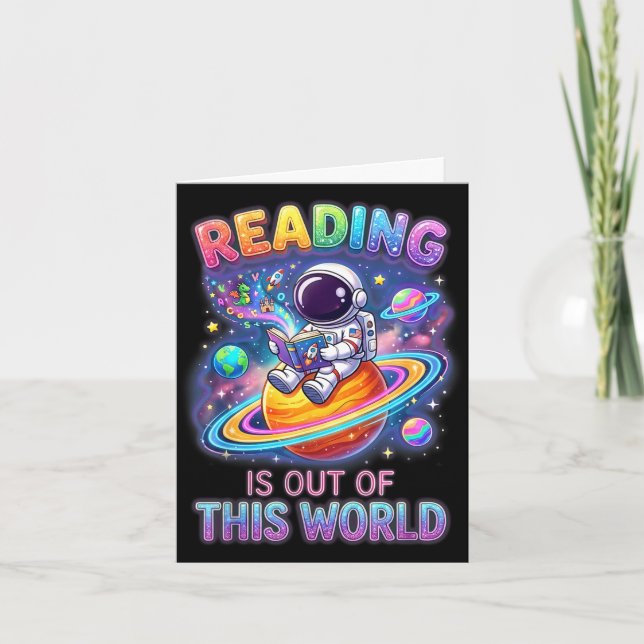 Reading is out of this world space funny books card (Front)