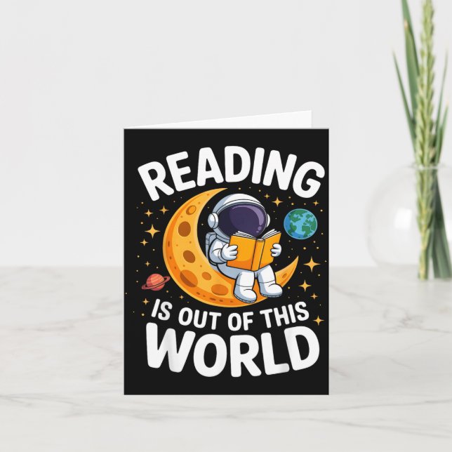 Reading is Out of This World Space Funny Books Card (Front)