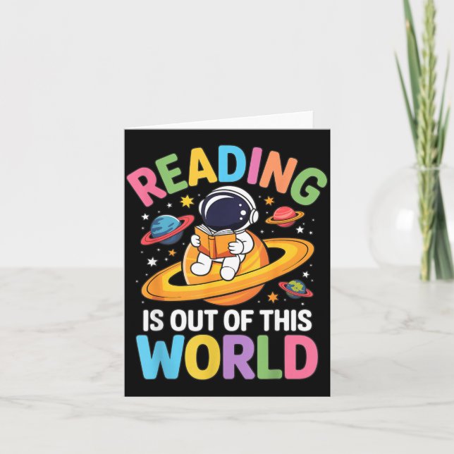 Reading is Out of This World Space Funny Books Card (Front)