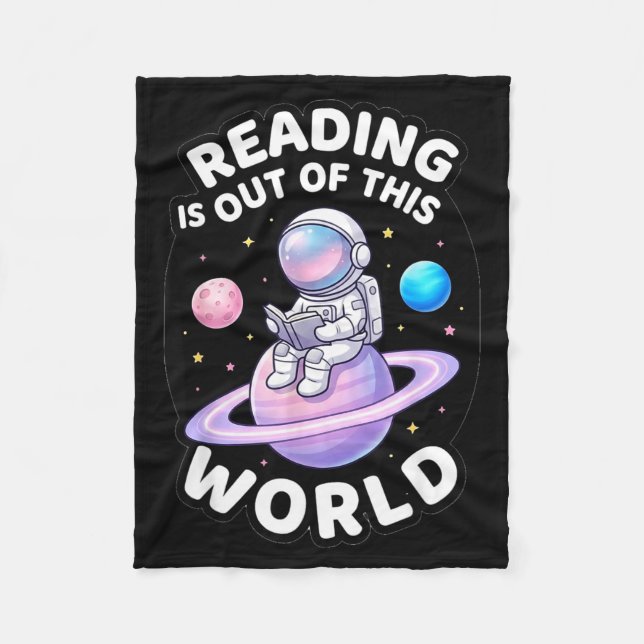 Reading is out of this world space funny books fleece blanket (Front)