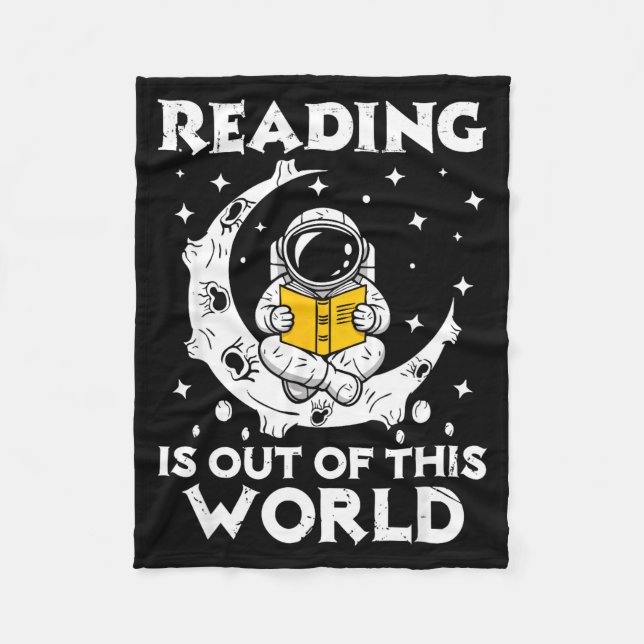 Reading is out of this world space funny books fleece blanket (Front)