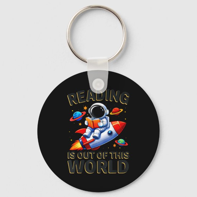 Reading is out of this world space funny books key ring (Front)