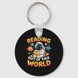 Reading is out of this world space funny books key ring