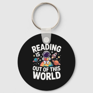 Reading is out of this world space funny books key ring