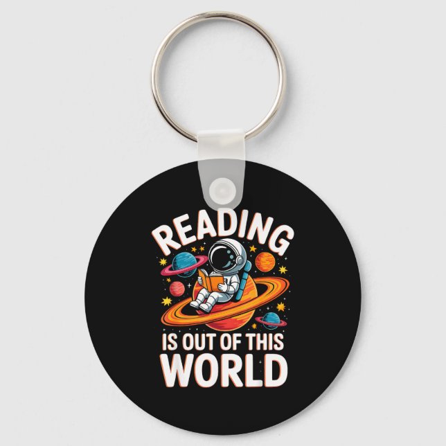 Reading is out of this world space funny books key ring (Front)