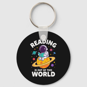 Reading is out of this world space funny books key ring