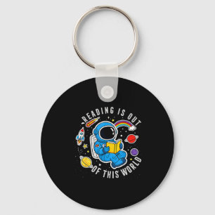 Reading is out of this world space funny books key ring