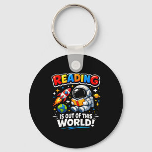 Reading is out of this world space funny books key ring