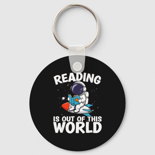 Reading is out of this world space funny books key ring (Front)