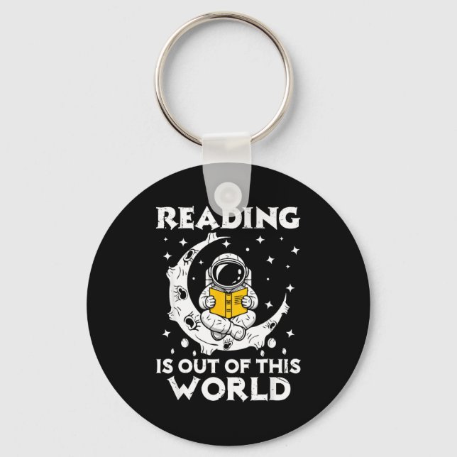 Reading is out of this world space funny books key ring (Front)