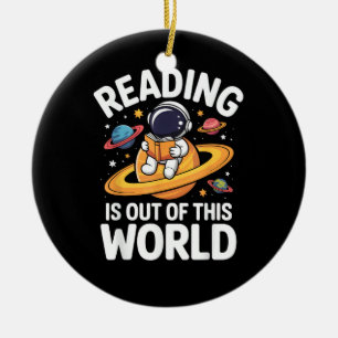 Reading is Out of This World Space Funny Books Lov Ceramic Tree Decoration