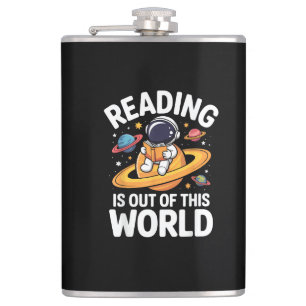 Reading is Out of This World Space Funny Books Lov Hip Flask