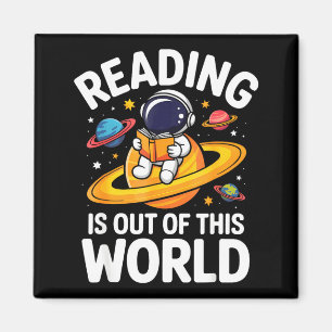 Reading is out of this world space funny books magnet