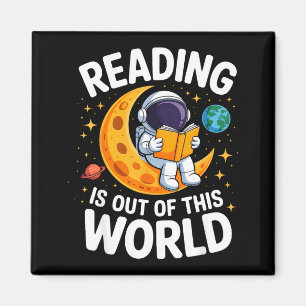 Reading is out of this world space funny books magnet