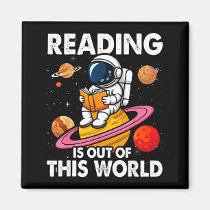 Reading is out of this world space funny books magnet