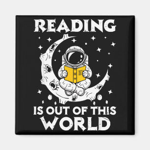 Reading is out of this world space funny books magnet