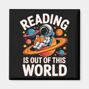 Reading is out of this world space funny books magnet