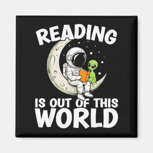 Reading is out of this world space funny books magnet