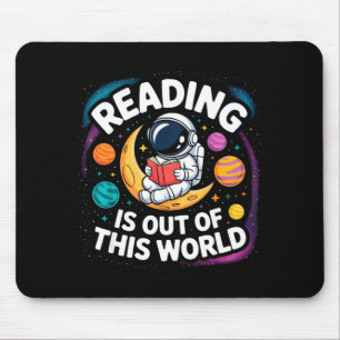 Reading is out of this world space funny books mouse mat