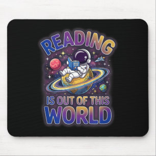 Reading is out of this world space funny books mouse mat