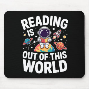 Reading is out of this world space funny books mouse mat