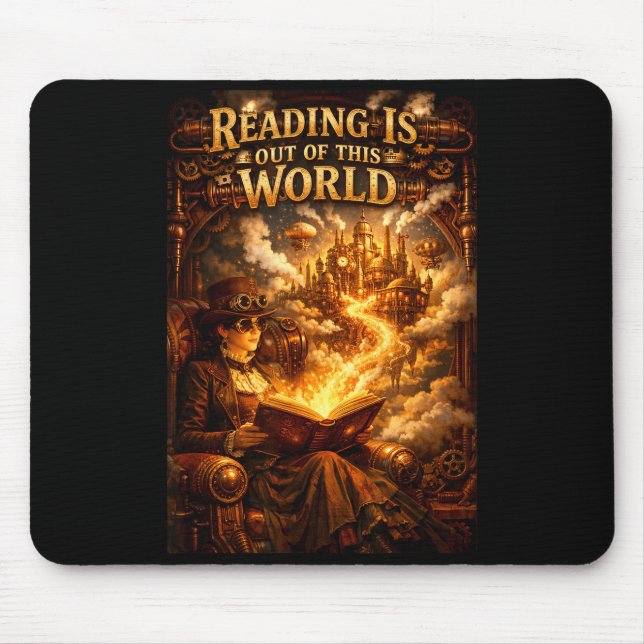 Reading is out of this world space funny books mouse mat (Front)