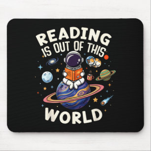 Reading is out of this world space funny books mouse mat