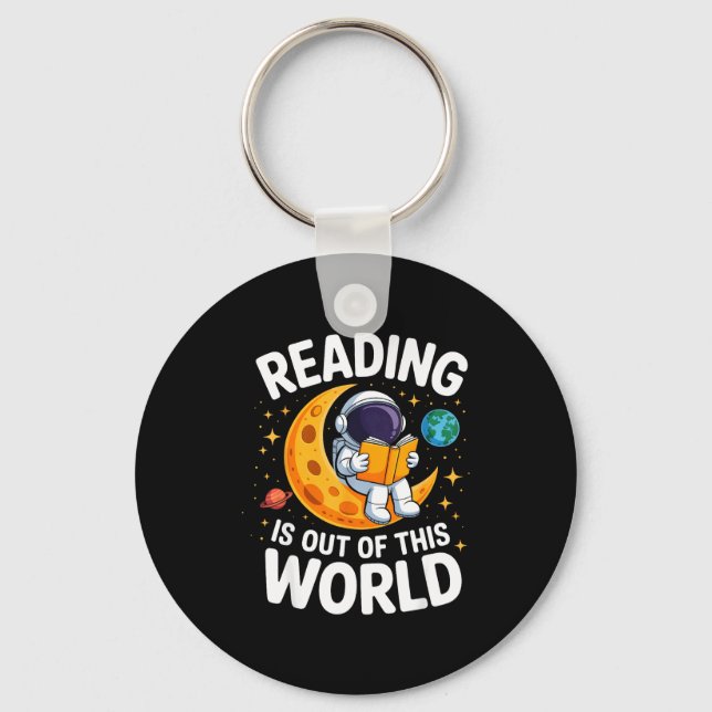 Reading is out of this world space funny booksRead Key Ring (Front)