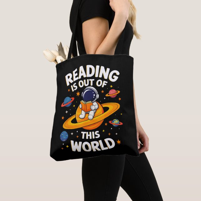 Reading Is Out Of This World Tote Bag (Close Up)