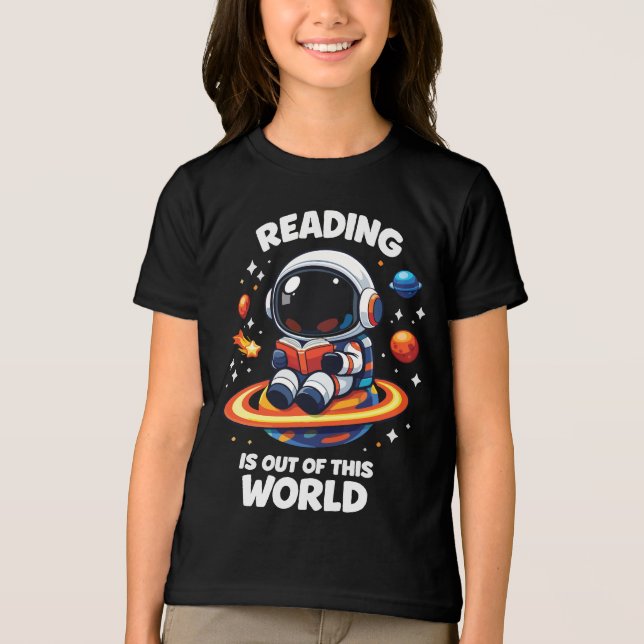 Reading is out of this world Tri-Blend shirt (Front)