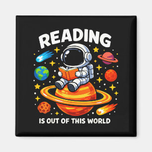 Reading is out of world space funny books lover magnet
