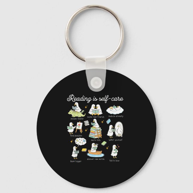 Reading is self care funny reading day silly goose key ring (Front)