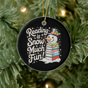 Reading Is Snow Much Fun Snowman Books Christmas Ceramic Tree Decoration