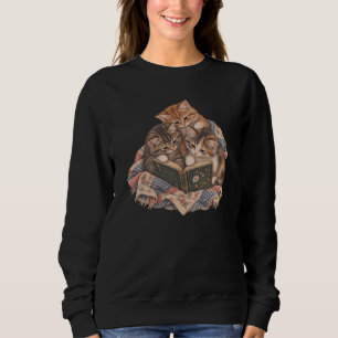 Reading Kittens Cat Book Stack, Cosy Plaid Sweatshirt