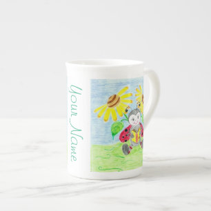Reading ladybug Bone China mug