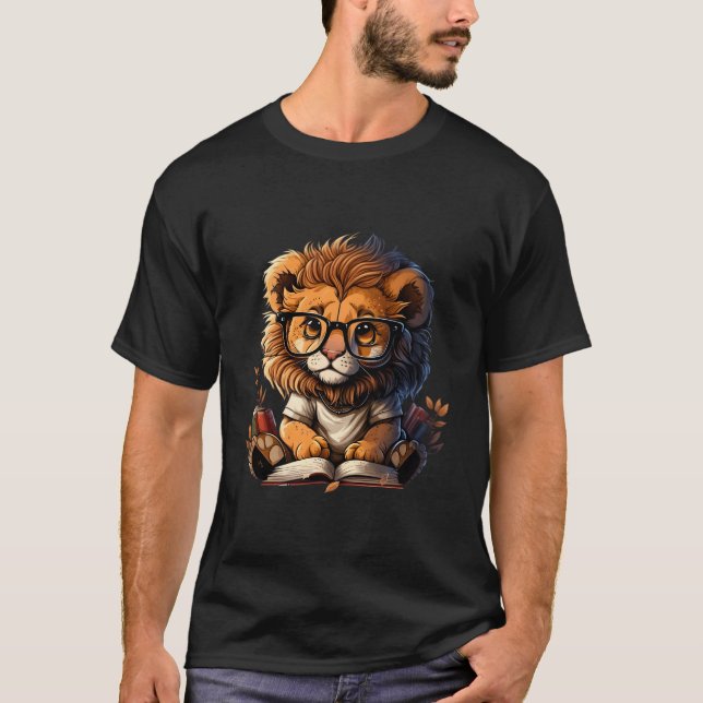 Reading Lion For Books Reading For Book Readers T-Shirt (Front)