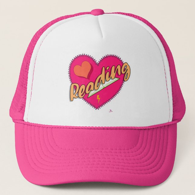 Reading Love Book Heart Motto Trucker Hat (Front)