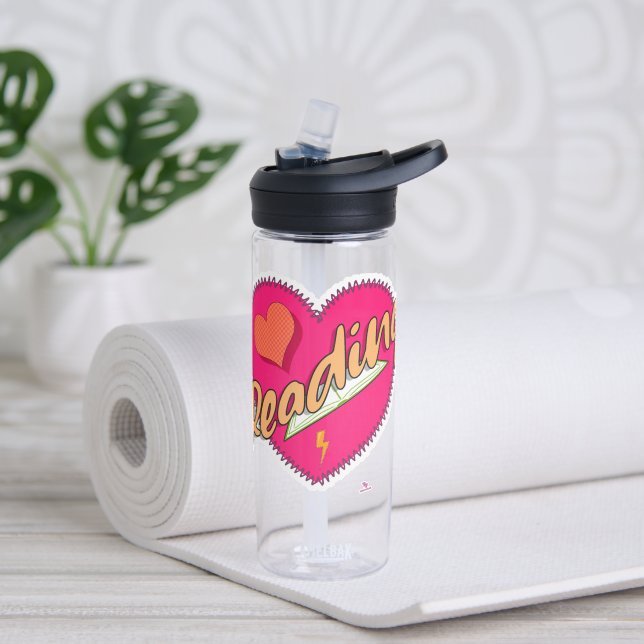 Reading Love Book Heart Sweet Cute Fun Water Bottle (Yoga)
