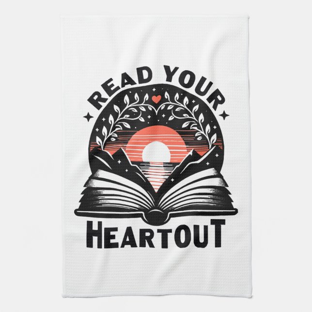 Reading Lover Read Your Heart Out Book Nerd Tea Towel (Vertical)