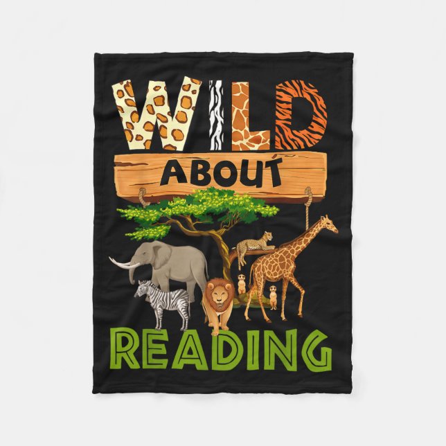 Reading lover wild reading reading books and fleece blanket (Front)