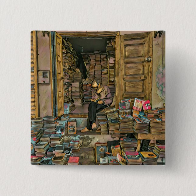 Reading Lovers Gift For Librarian 15 Cm Square Badge (Front)