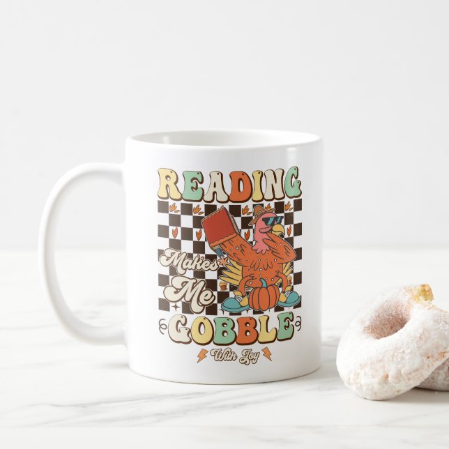 Reading Makes Me Gobble With Joy Thanksgiving Cool Coffee Mug (With Donut)