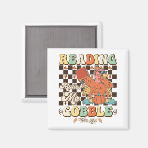 Reading Makes Me Gobble With Joy Thanksgiving Cool Magnet